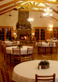 Meeting room and dining hall inside Deerfoot Lodge