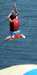 A camper is launched off the Blob